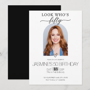 Look Who's Fifty Elegant 50 Birthday Photo  Invitation