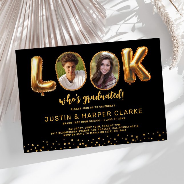 Look Who's Graduated Joint Graduation Invitation (Creator Uploaded)