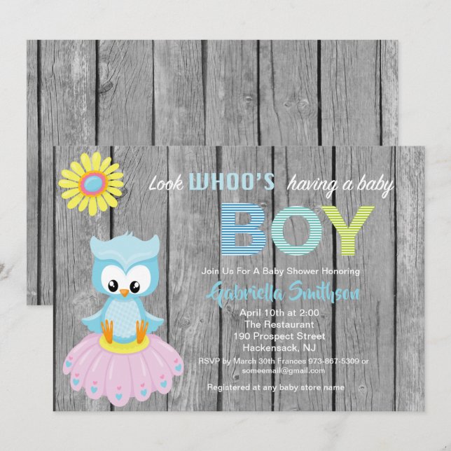Look Who's Having a Baby Boy Baby Shower Card (Front/Back)