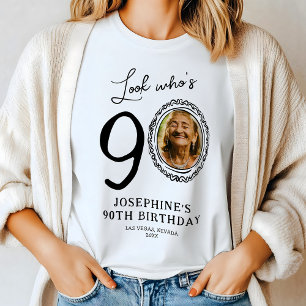 Look Who's Ninety Photo 90th Birthday Tri-Blend Shirt