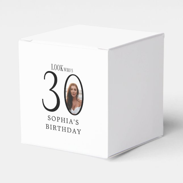 Look Who's Thirty Minimal Photo 30th Birthday Favor Box (Front Side)
