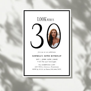 Look Who's Thirty Minimal Photo 30th Birthday Invitation
