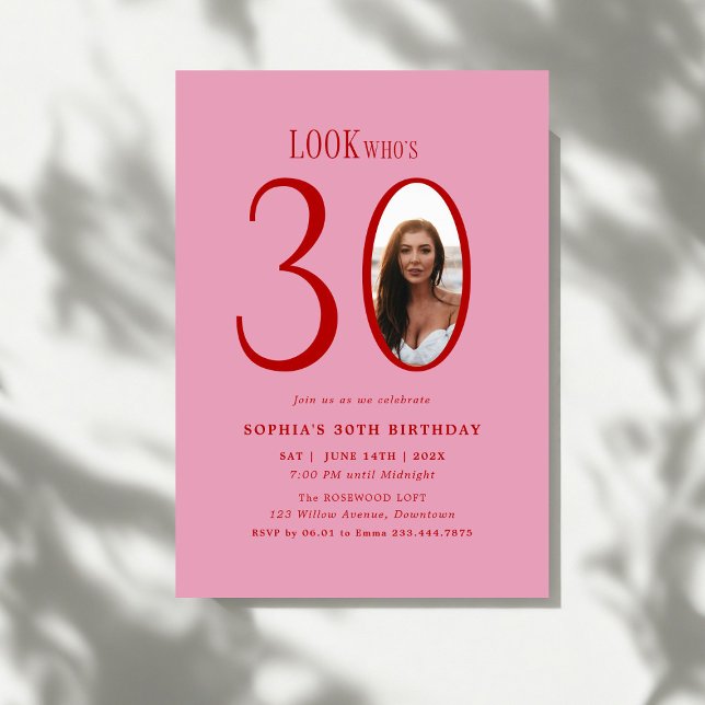 Look Who's Thirty Minimal Photo 30th Birthday Invitation (Creator Uploaded)