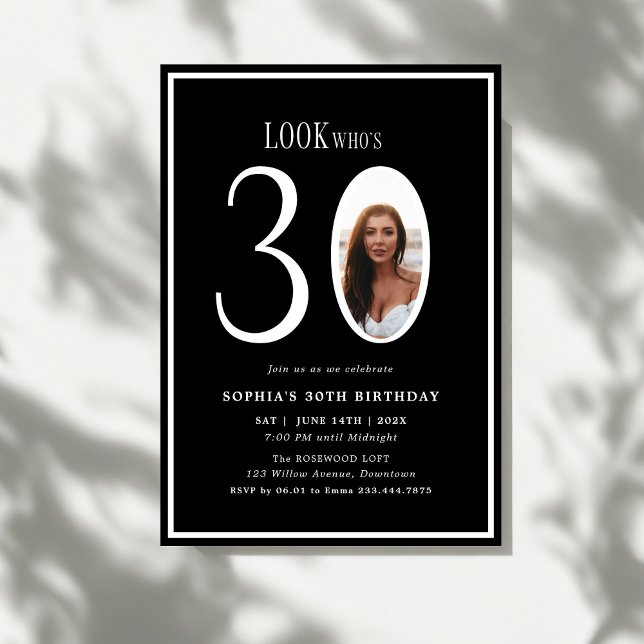 Look Who's Thirty Minimal Photo 30th Birthday Invitation (Creator Uploaded)