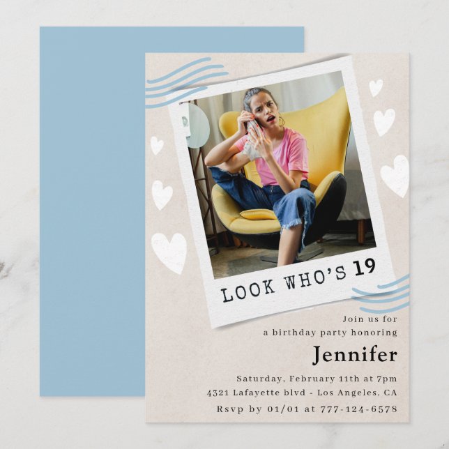  Look who's turning 19th birthday invitations (Front/Back)
