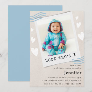 Look who's turning 1st birthday invitations