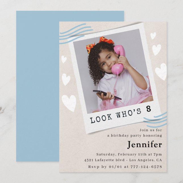  Look who's turning 8th birthday invitations (Front/Back)