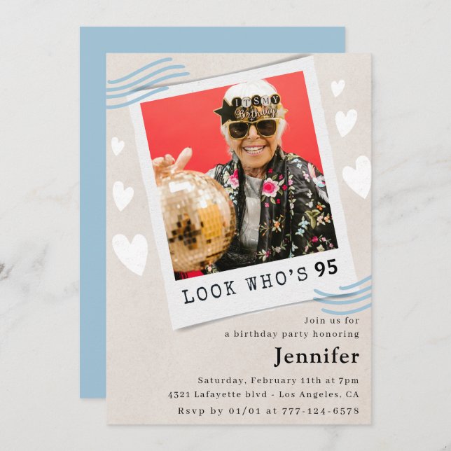  Look who's turning 95th birthday invitations (Front/Back)