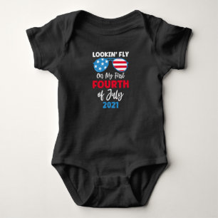 Lookin' Fly on my First Fourth of July , Patriotic Baby Bodysuit