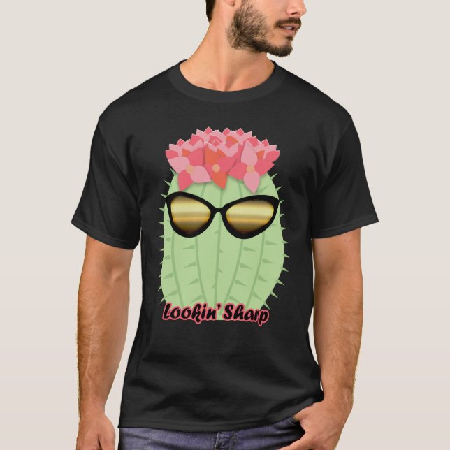 Lookin' Sharp Blooming Cactus with Sunglasses T-Shirt (Front)