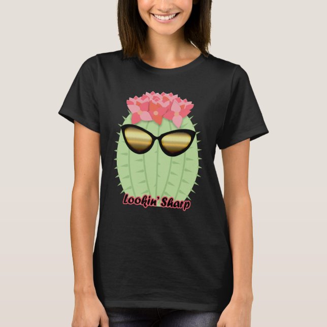 Lookin' Sharp Blooming Cactus with Sunglasses T-Shirt (Front)