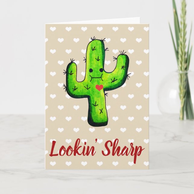 Lookin' Sharp Cactus Valentine Holiday Card (Front)