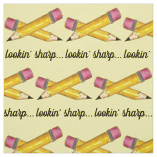 Lookin' Sharp Yellow #2 Pencil School Writing Fabric