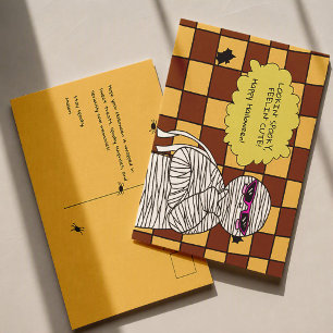 Lookin' Spooky, Feelin' Cute Halloween Mummy Postcard