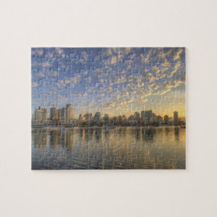 Looking across False Creek at the skyline of Jigsaw Puzzle