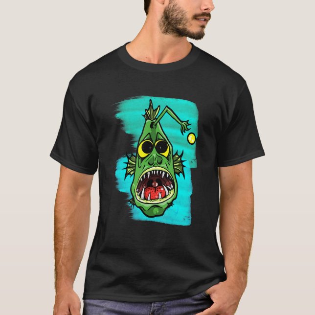 Looking Anglerfish With Lamp For Sea Fishing T-Shirt (Front)