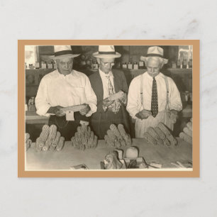 Looking at corn postcard