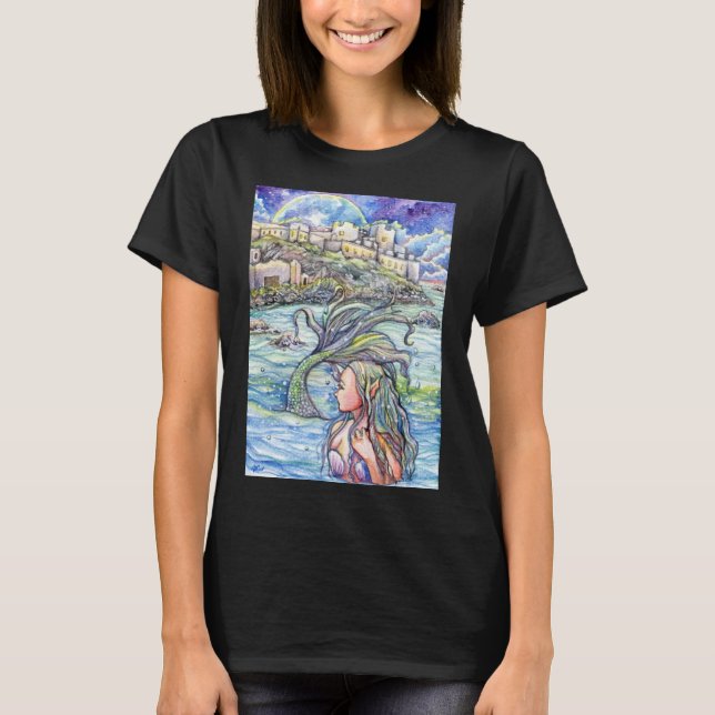 Looking Back Fantasy Mermaid Art T-Shirt (Front)