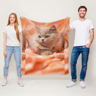 Looking Cute Cat with Beautiful Eyes Custom Image Fleece Blanket