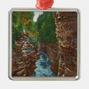 Looking Down Ausable Chasm from Hyde's Cave Metal Ornament
