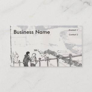 Looking down on Budleigh Salterton beach drawing Business Card