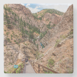 Looking Down Seven Falls Stairs Stone Coaster
