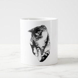 Looking Down Tabby Cat Monochrome Mug