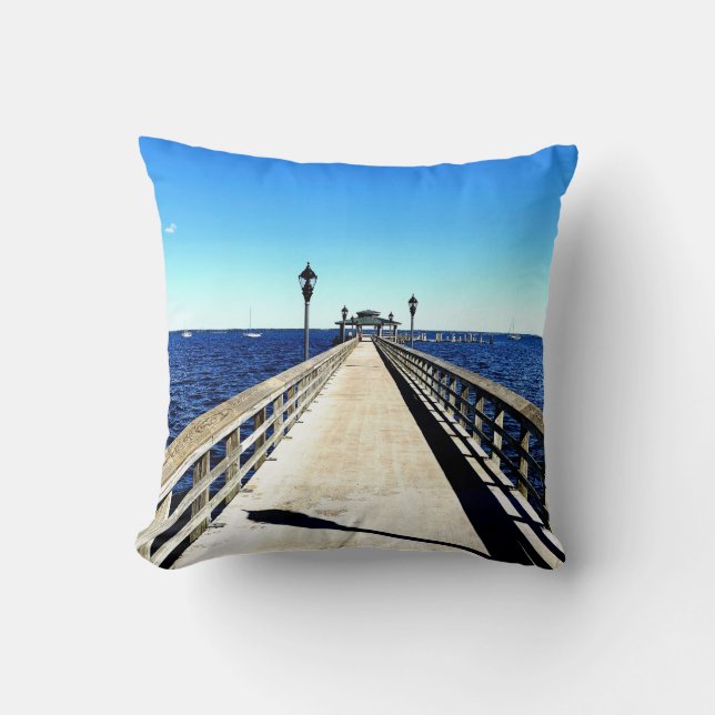 Looking Down The Pier Throw Pillow (Front)