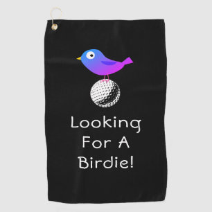 Looking For A Birdie, Personalize, Bird & Ball Art Golf Towel