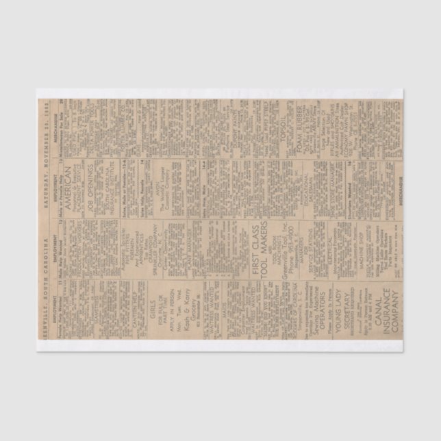 Looking for a job?  Just landed a job? Tissue Paper (Front)