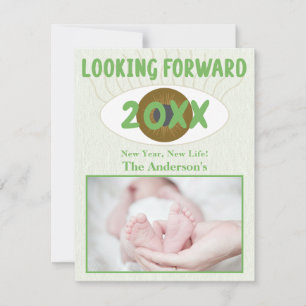 Looking Forward New Year 2025 Green Holiday Card