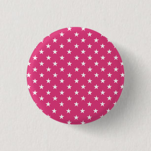 Looking Glamorous With This Cerise Red White Stars 1 Inch Round Button