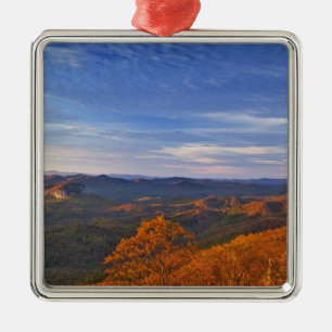 Looking Glass Rock at sunrise in the Pisgah Metal Ornament
