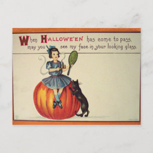 Looking Glass (Vintage Halloween Card) Postcard