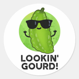 Looking Gourd Funny Cool Veggie Pun Classic Round Sticker