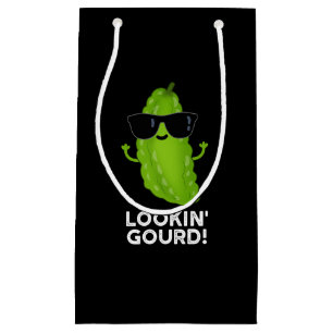 Looking Gourd Funny Cool Veggie Pun Dark BG Small Gift Bag