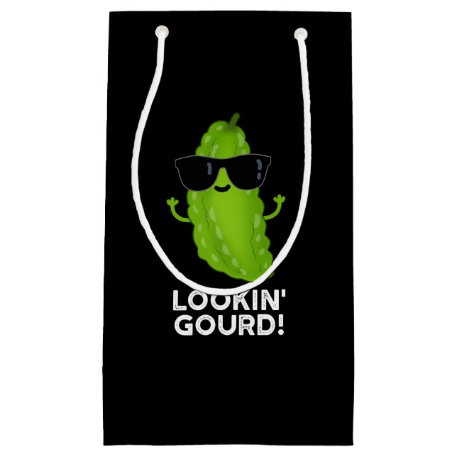 Looking Gourd Funny Cool Veggie Pun Dark BG Small Gift Bag (Front)