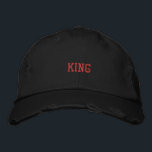 Looking Handsome Custom King Printed Text Men Boy Embroidered Hat<br><div class="desc">This KING embroidered cap from District Threads combines style and practicality. Its distressed chino twill fabric offers a trendy, worn-in look, while the adjustable fit ensures all-day comfort.</div>