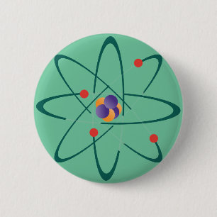 Looking InTime. Atoms On Sea Green Background. Sci 2 Inch Round Button