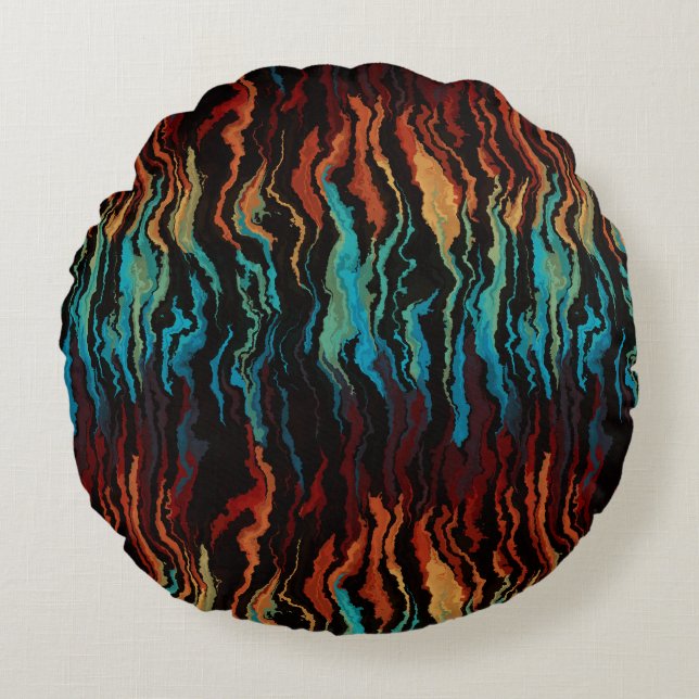 Looking into the Fire abstract Round Pillow (Front)