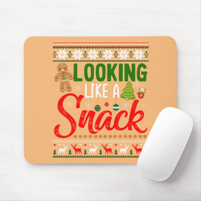 Looking Like A Snack Funny Christmas Cookie Ugly Mouse Pad (With Mouse)