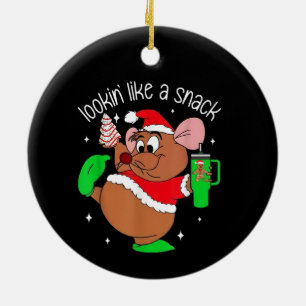 Looking Like A Snack Funny Mouse Christmas Ceramic Ornament