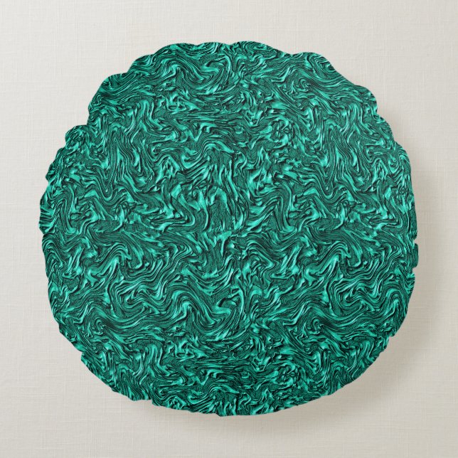 Looking like jade green textured of wall round pillow (Front)