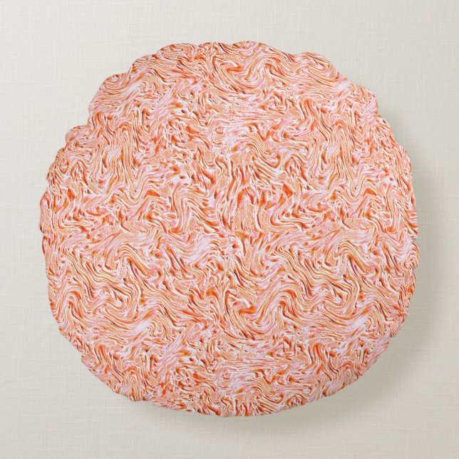Looking like textured of wall, salmon colour round pillow (Front)