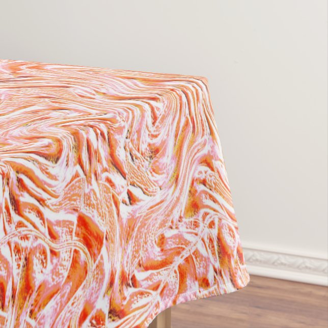 Looking like textured of wall, salmon colour tablecloth (In Situ)