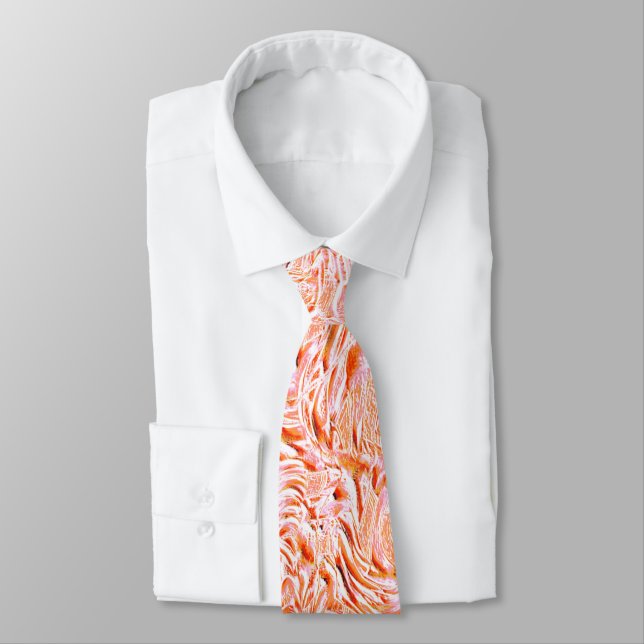 Looking like textured of wall, salmon colour tie (Tied)
