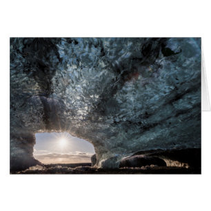 Looking out an ice cave, Iceland