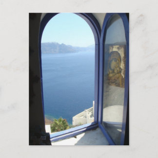 Looking Out in Santorini Postcard