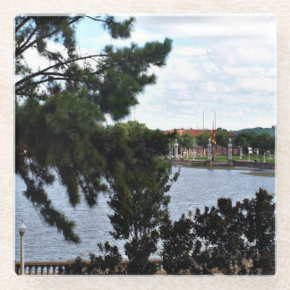 Looking Out Over Lake Mirror in Lakeland Glass Coaster