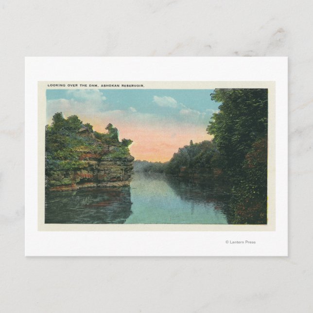 Looking over the Ashokan Reservoir Dam Postcard (Front)